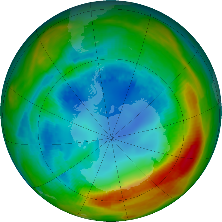 Antarctic ozone map for 12 August 1988